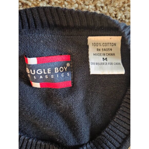 Mens Medium Vintage Bugle Boy Classics Sweater Nordic Snowflake Pattern Black Cr - Picture 2 of 8